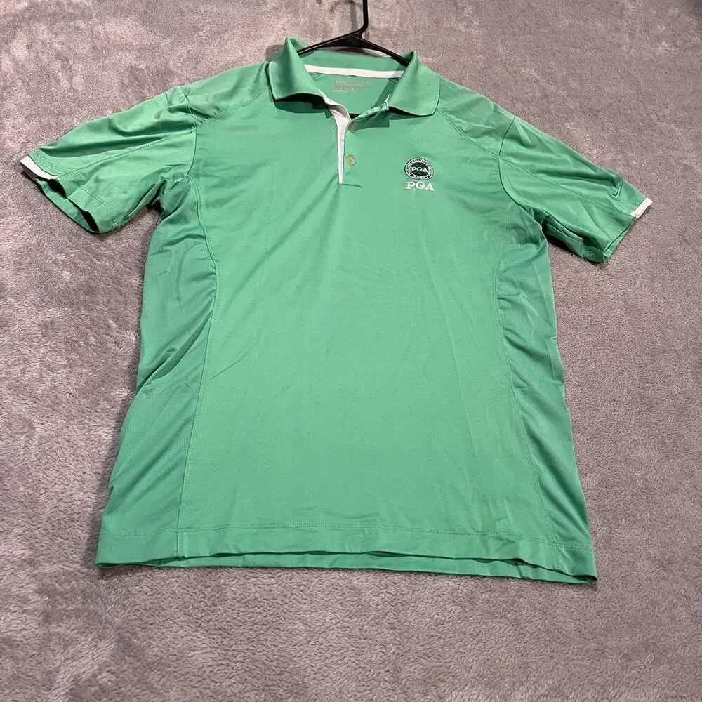 Nike Golf Polo Shirt Mens Medium Green Tour Performance Dri-FIT PGA Swoosh - Picture 1 of 8